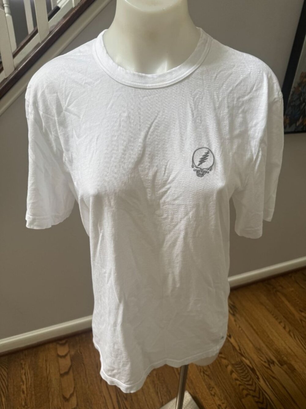JAMES PERSE Grateful Dead Embroidered Cotton Crew Tee White Size 1 Small